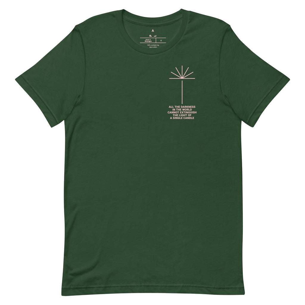 "Candlelight" Christian Catholic T-Shirt in Forest | PAL Campaign
