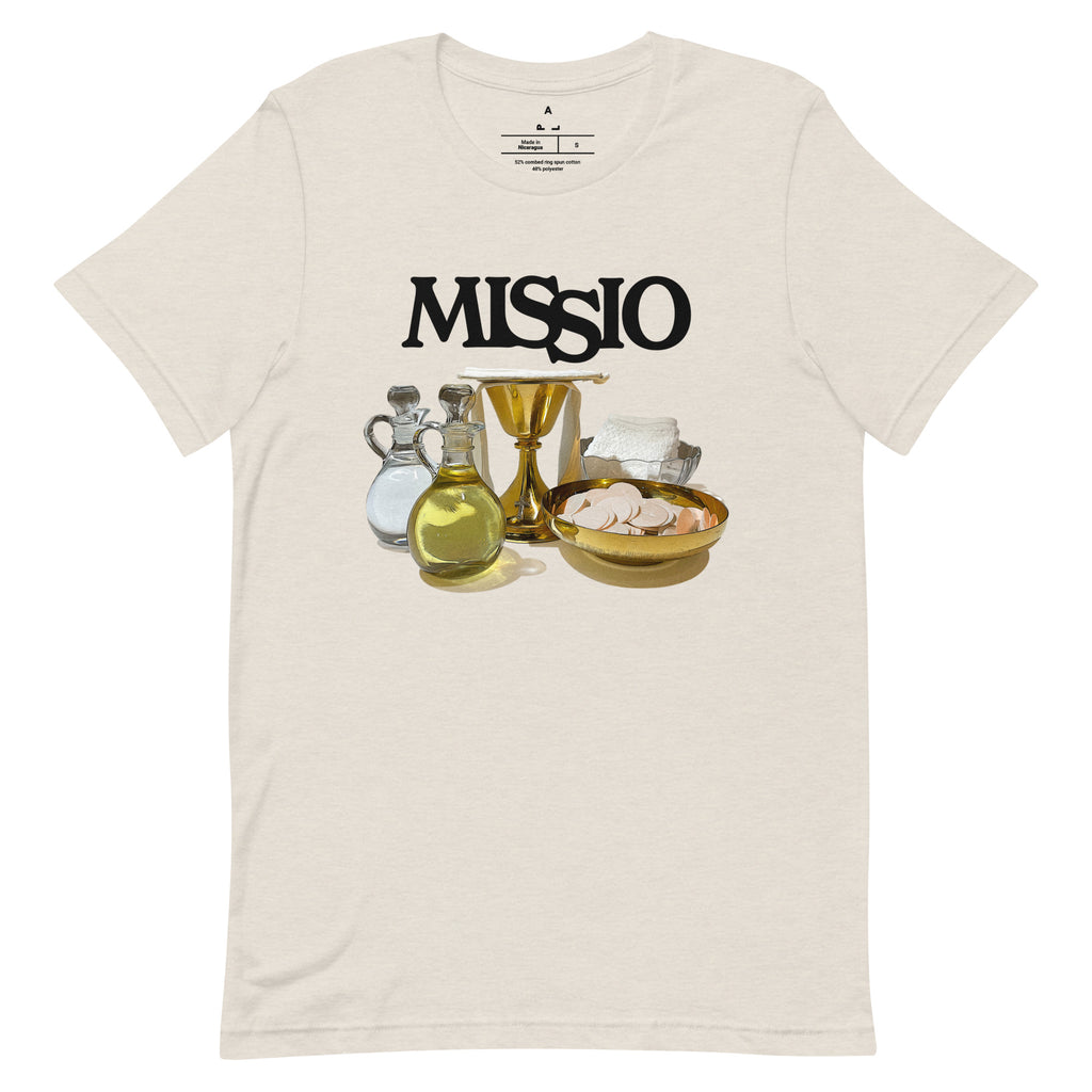 "Missio" Christian Catholic T-Shirt in Heather Dust | PAL Campaign