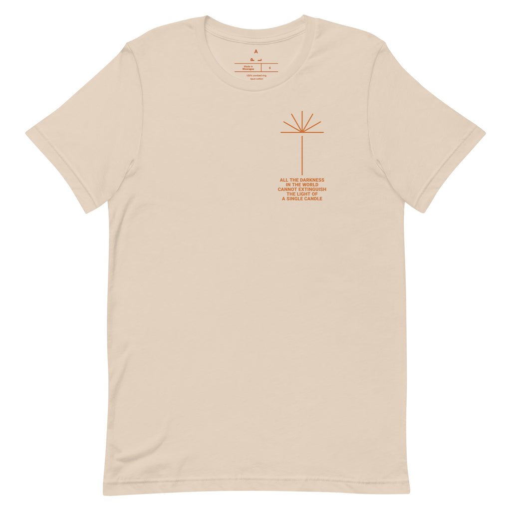 "Candlelight" Christian Catholic T-Shirt in Soft Cream | PAL Campaign