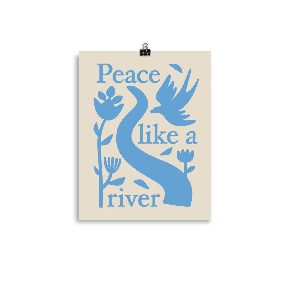 "Peace Like a River" Christian Catholic Poster Print Wall Art in Blue 11"x14" | PAL Campaign