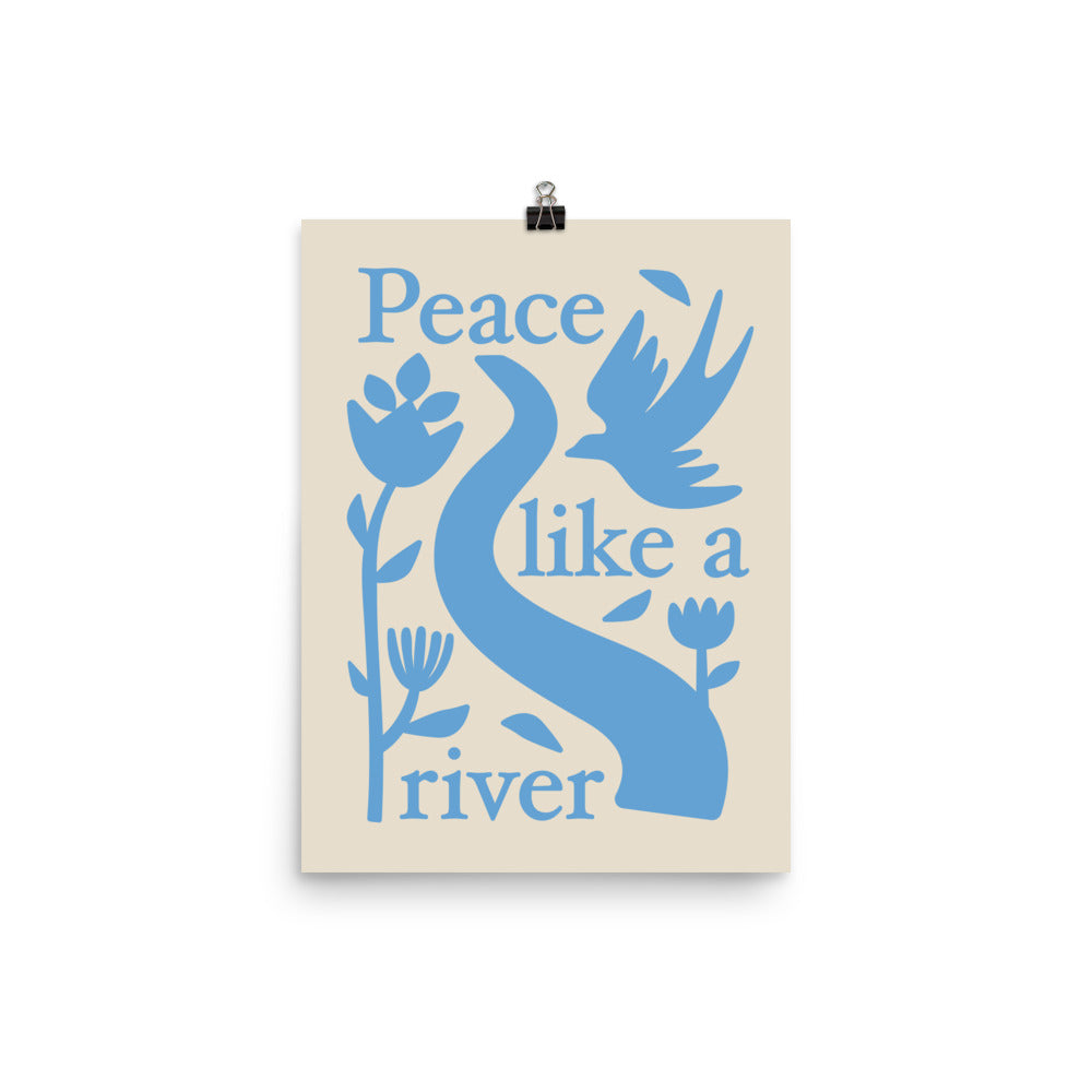 "Peace Like a River" Christian Catholic Poster Print Wall Art in Blue 12"x16" | PAL Campaign