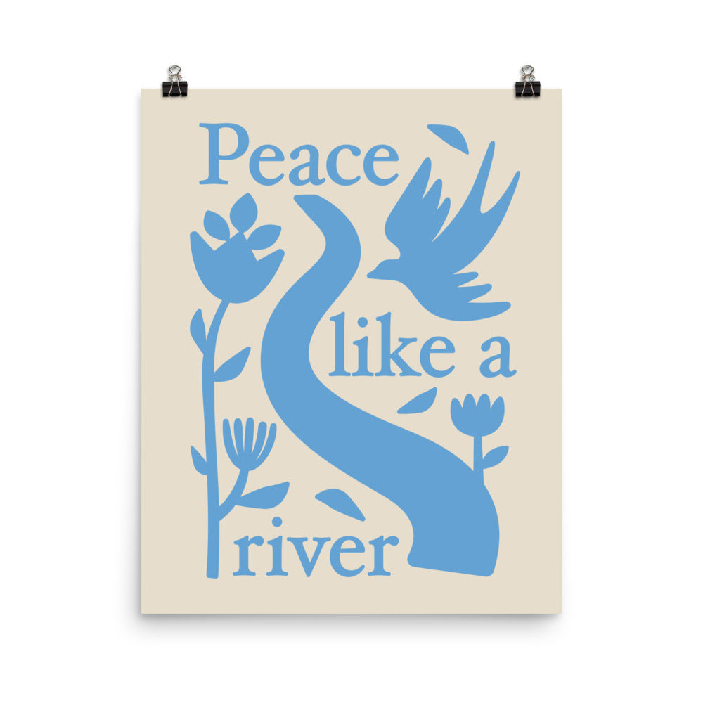 "Peace Like a River" Christian Catholic Poster Print Wall Art in Blue 16"x20" | PAL Campaign