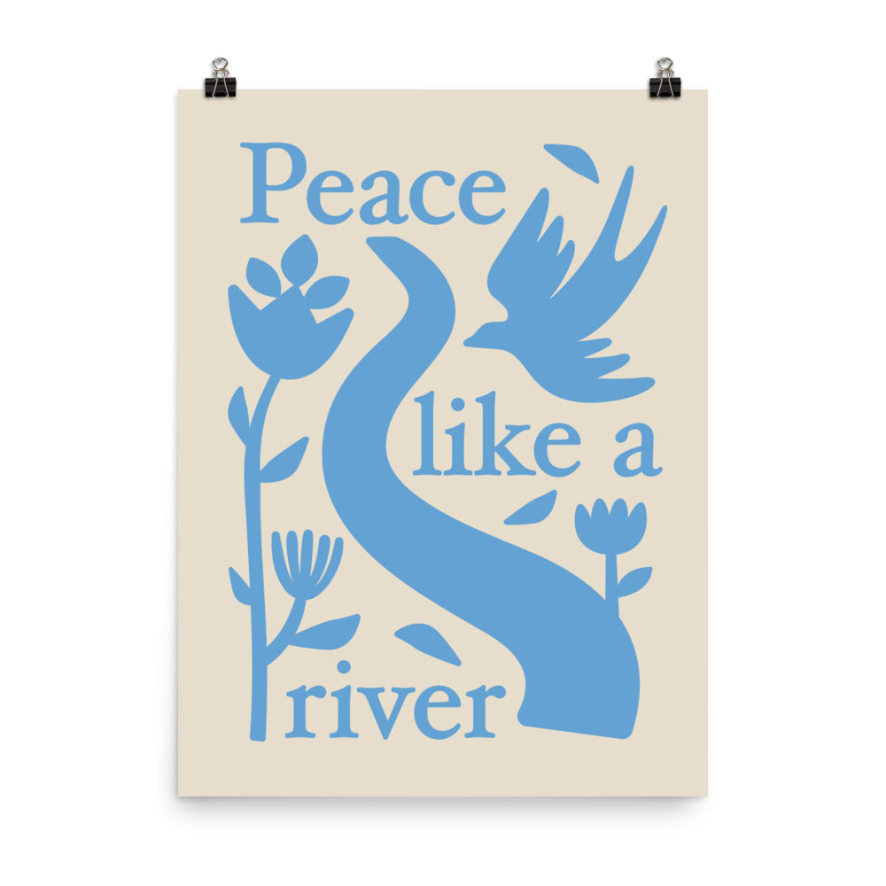 "Peace Like a River" Christian Catholic Poster Print Wall Art in Blue 18"x24" | PAL Campaign