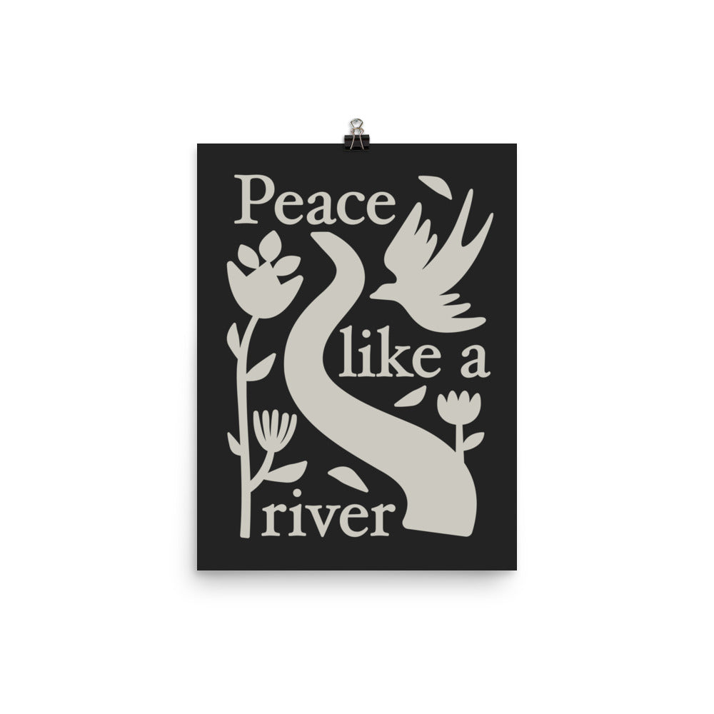 "Peace like a River" Christian Catholic Poster Print Wall Art in Charcoal 12"x16" | PAL Campaign