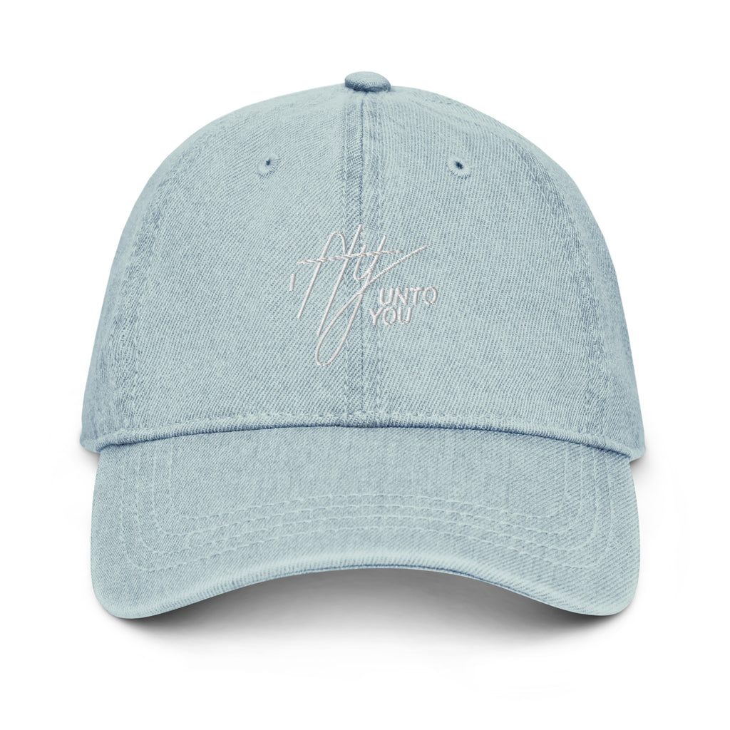 "Memorare" Christian Catholic Denim Hat in Light Blue | PAL Campaign