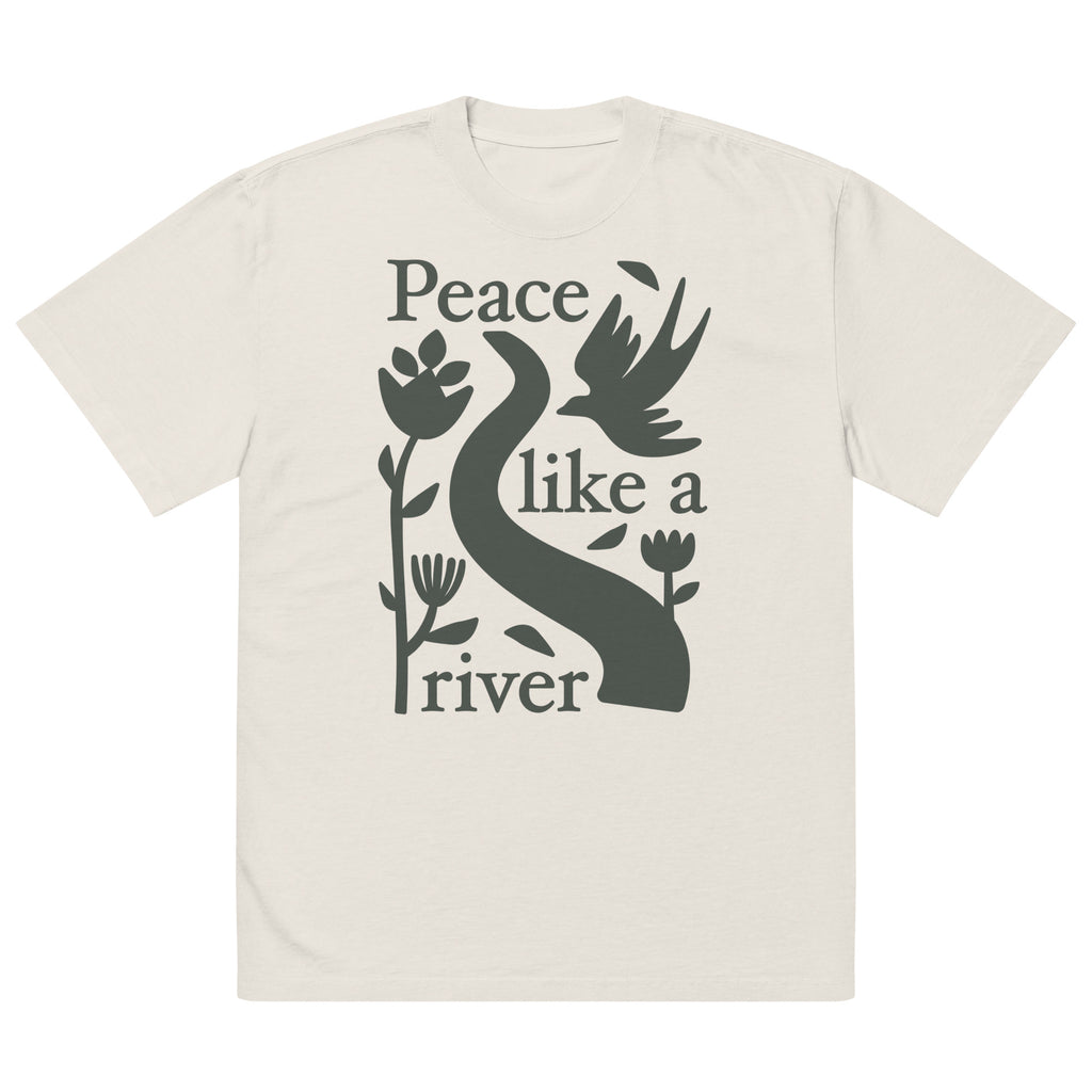 "Peace Like a River" Christian Catholic T-Shirt in Bone | PAL Campaign