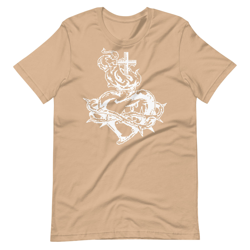 "Sacred Heart" Christian Catholic T-Shirt in Tan | PAL Campaign