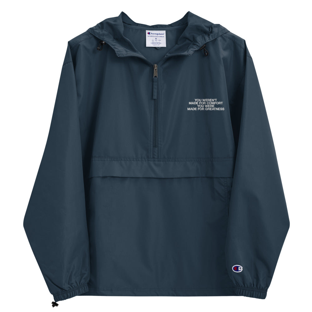 "Made for Greatness" Christian Catholic Champion Packable Jacket in Navy | PAL Campaign