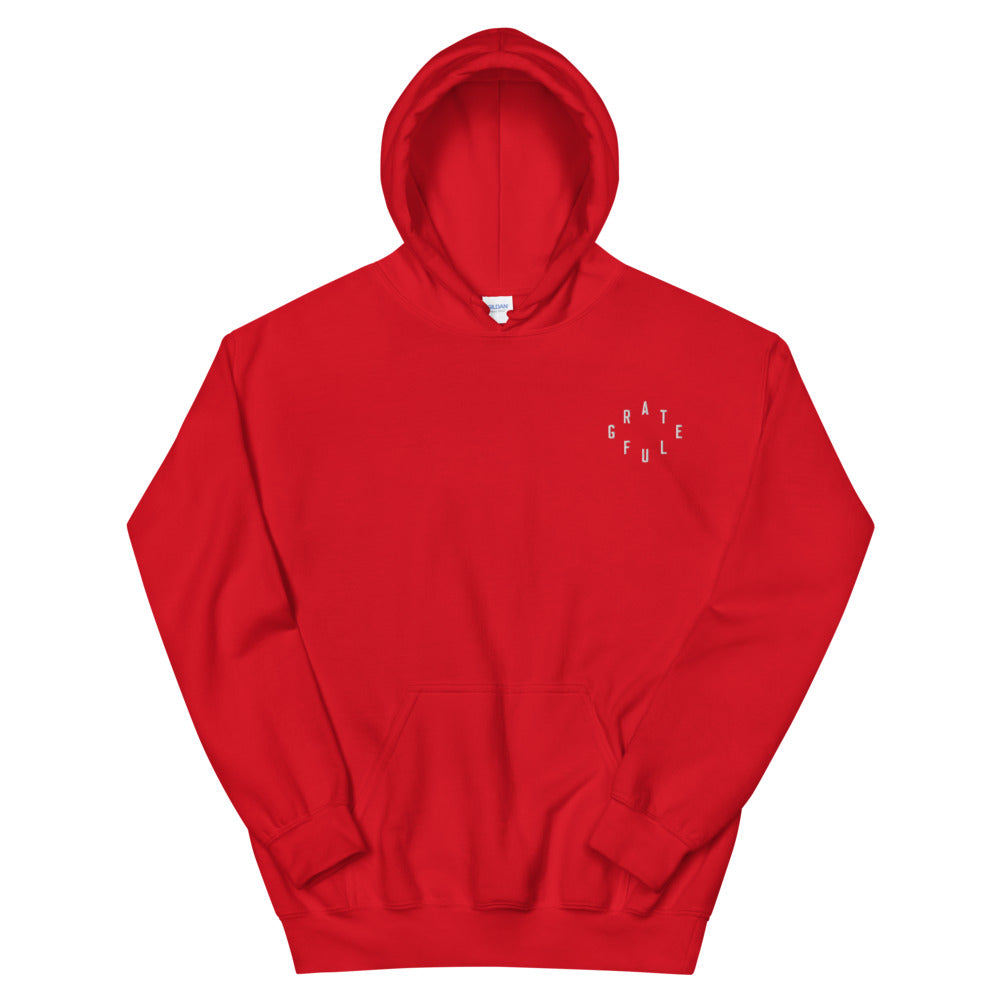 Grateful Christian Catholic Pullover Hoodie in Red | PAL Campaign