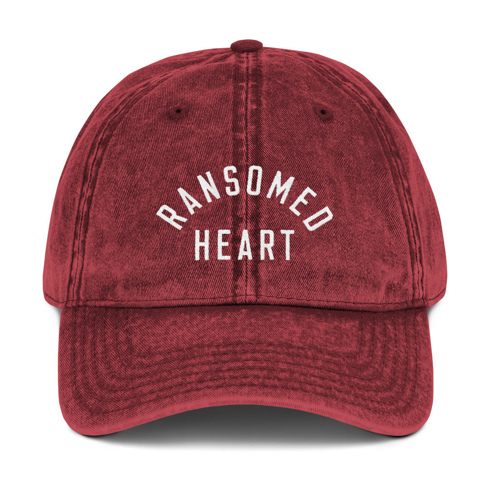 Ransomed Heart Christian Catholic Vintage Cotton Twill Cap in Maroon | PAL Campaign