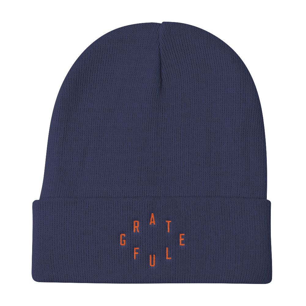 Grateful Christian Catholic Knit Beanie in Navy Blue | PAL Campaign