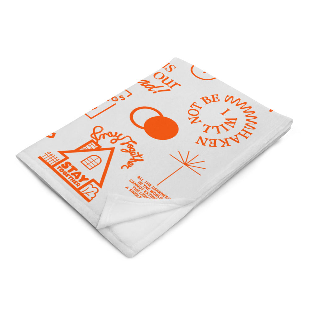 Design Compilation Throw Blanket | Light Grey and Orange