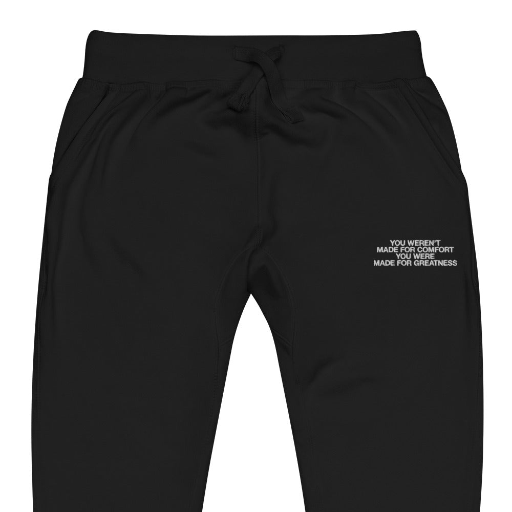 "Made for Greatness" Christian Catholic Fleece Sweatpants in Black | PAL Campaign