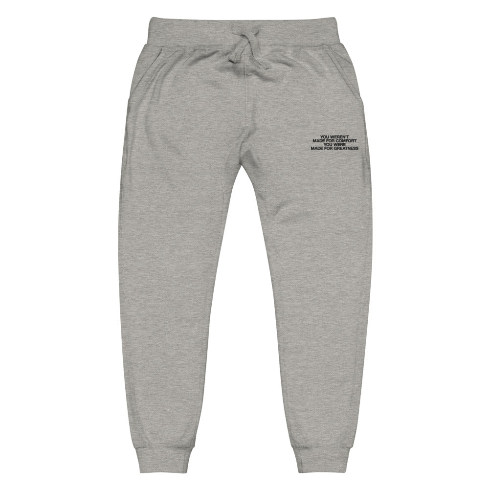 "Made for Greatness" Christian Catholic Fleece Sweatpants in Carbon Grey | PAL Campaign