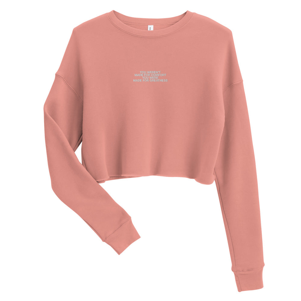 "Made for Greatness" Christian Catholic Crop Sweatshirt in Mauve | PAL Campaign